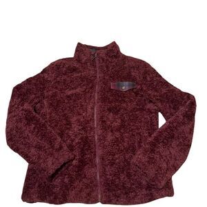 Pendleton Maroon Sherpa Fleece Fuzzy Full Zip Jacket Women's Sz Large